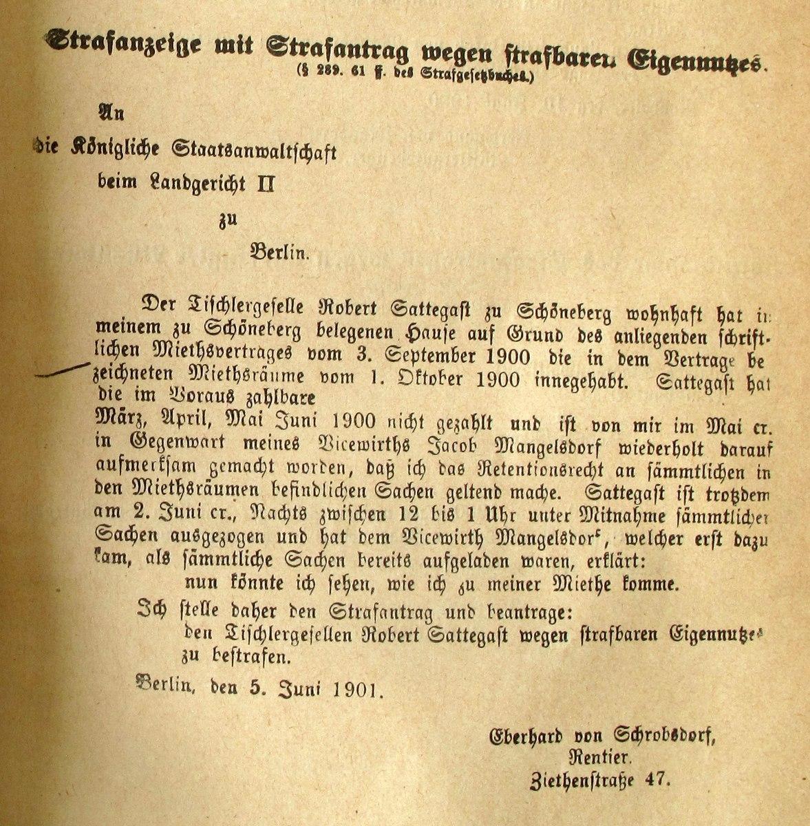 Musterschreiben der natürlichen Person eines Deutschen.